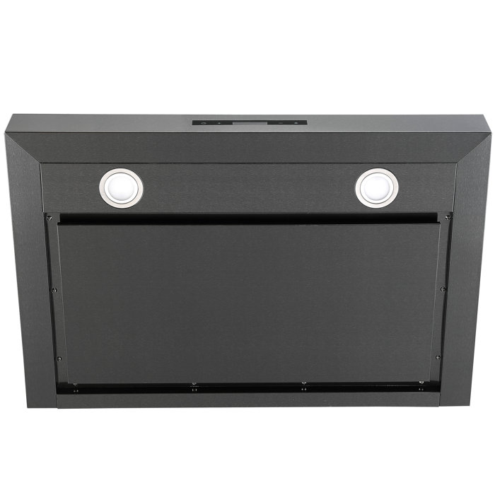 Ancona 30" Convertible Wall Mount Rectangular Style Range Hood in Black Stainless Steel Wayfair